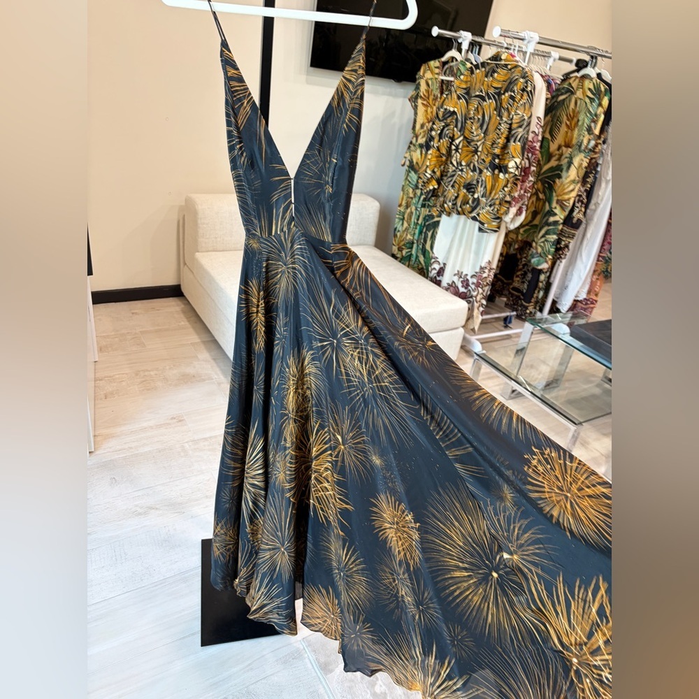 Farm Rio: Black Fireworks Sleeveless Open Back Maxi Dress - Picture 7 of 14